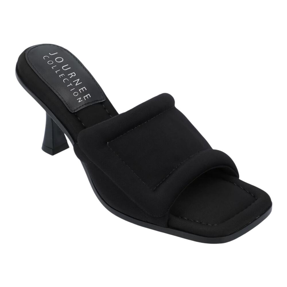 Journee Women's Addriel Square Toe Dress Slip On Sandals Black Size 5 1/2